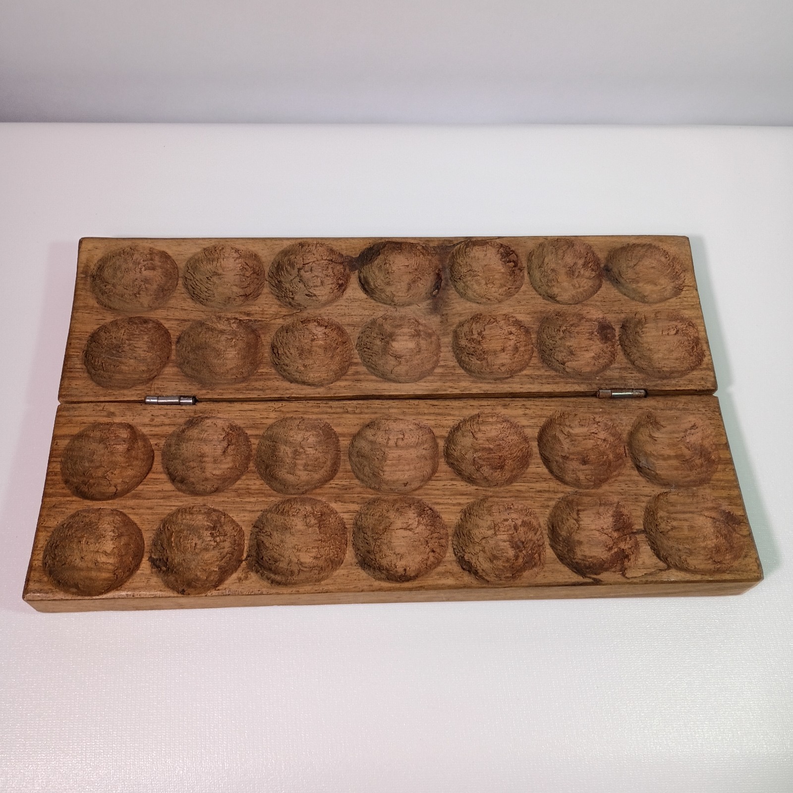 Hand Carved Wooden Mancala Board Game Handcrafted Animal Carving Design Vintage