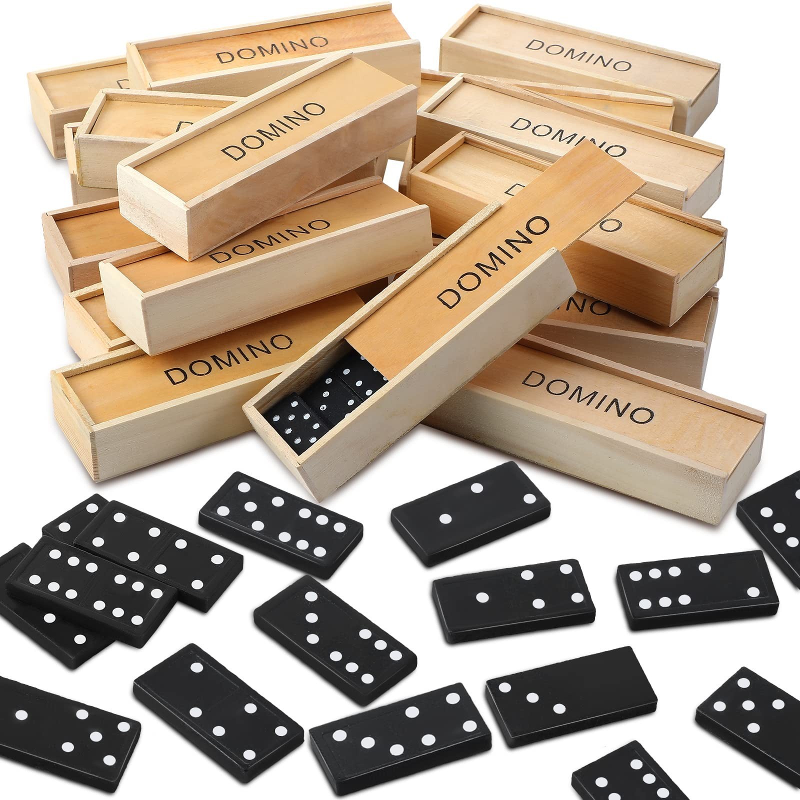 80 Pack Mini Dominoes Set – Double 6 Wooden Tiles for Kids & Adults, Travel Game