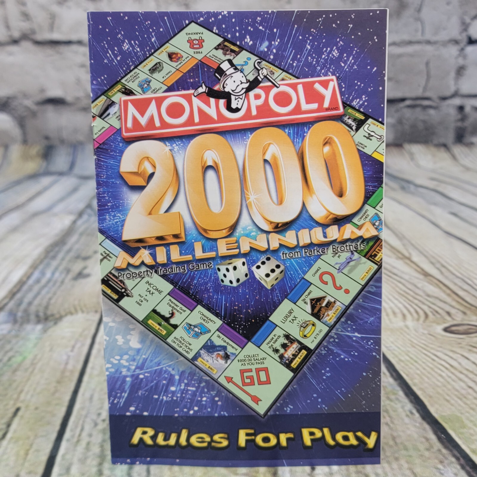 Monopoly 2000 – REPLACEMENT Game Tokens (8) / Instruction Manual / 2 Dice