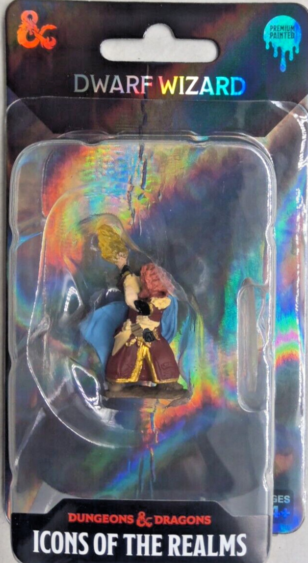 DUNGEONS & DRAGONS ICONS PREMIUM MINIATURES ~ DWARF FEMALE WIZARD