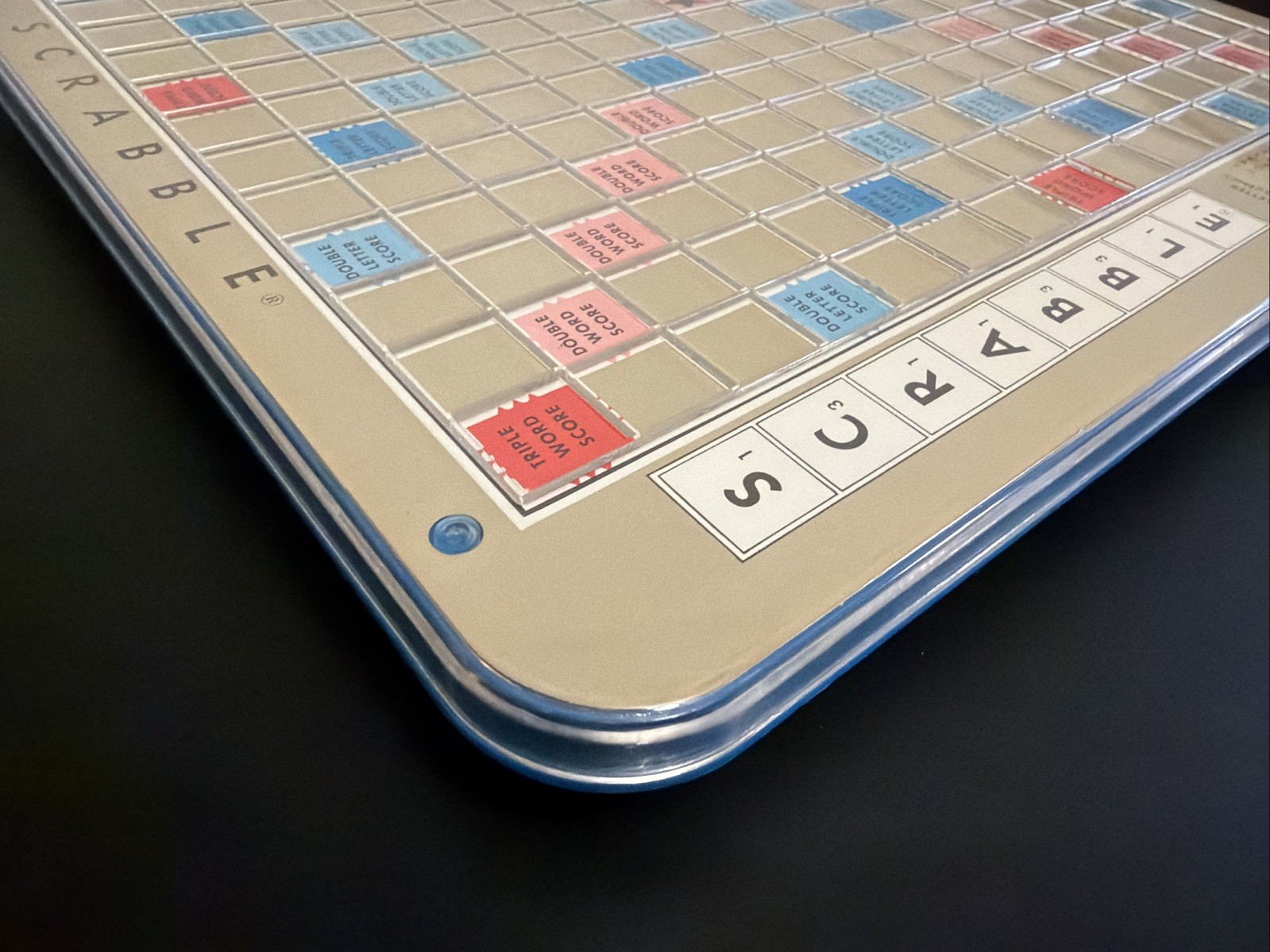Vintage 1948 Scrabble Rotating Game Board Blue Turntable Lazy Susan No Tiles