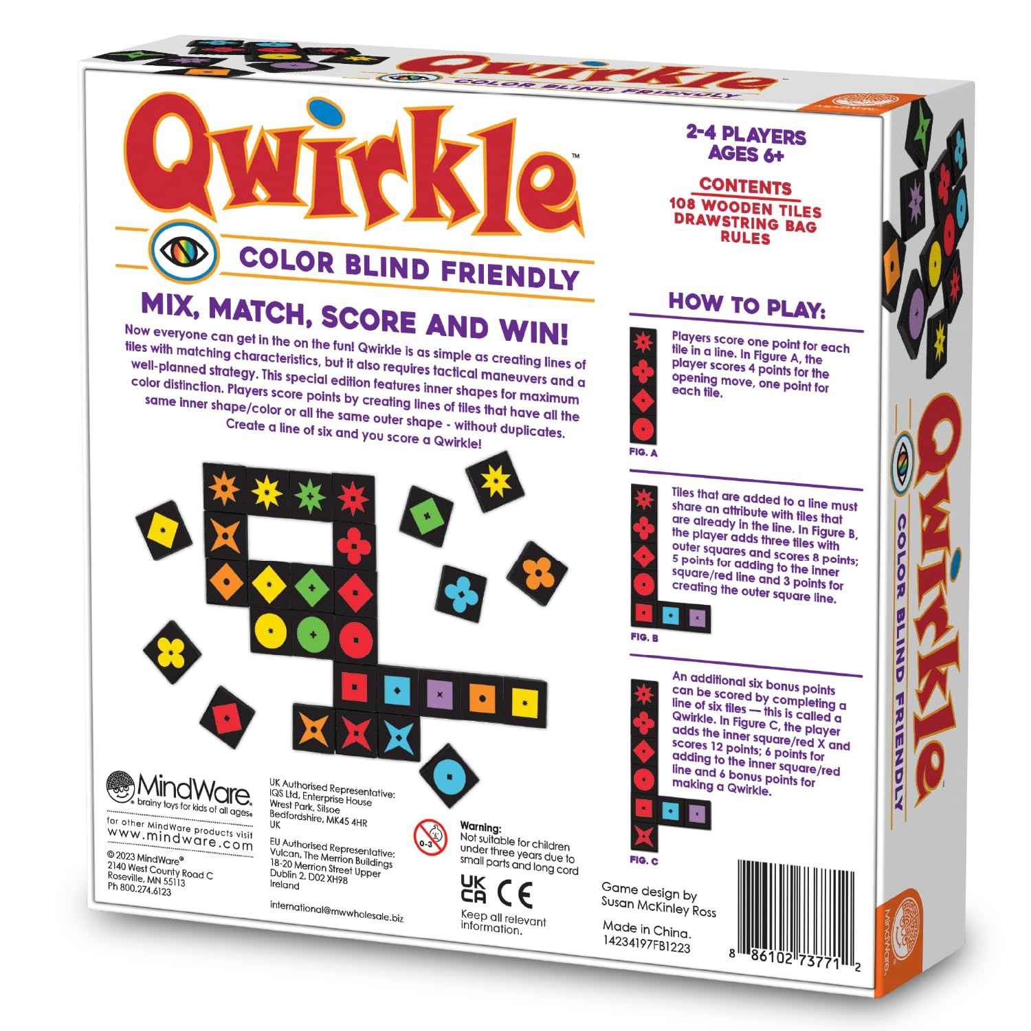 Qwirkle Strategy Game Color Blind Friendly Family Fun 108 Wooden Tiles