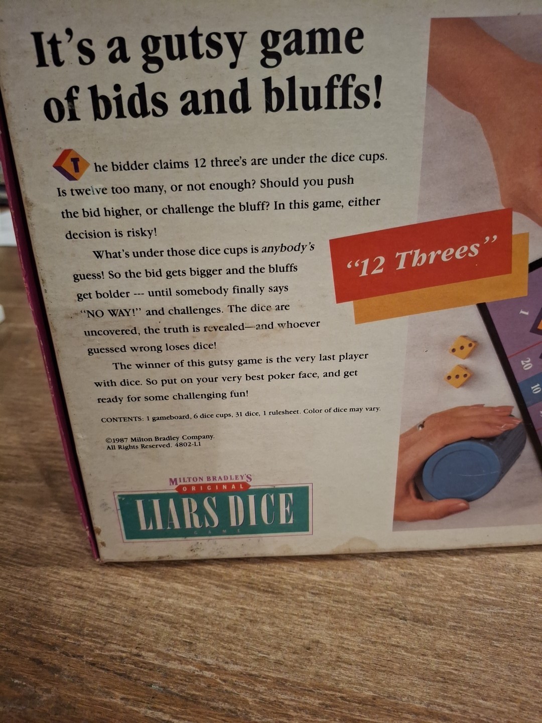 MTB Boardgame Liar’s Dice Box 100% Complete VG+ Rare Vintage 1987