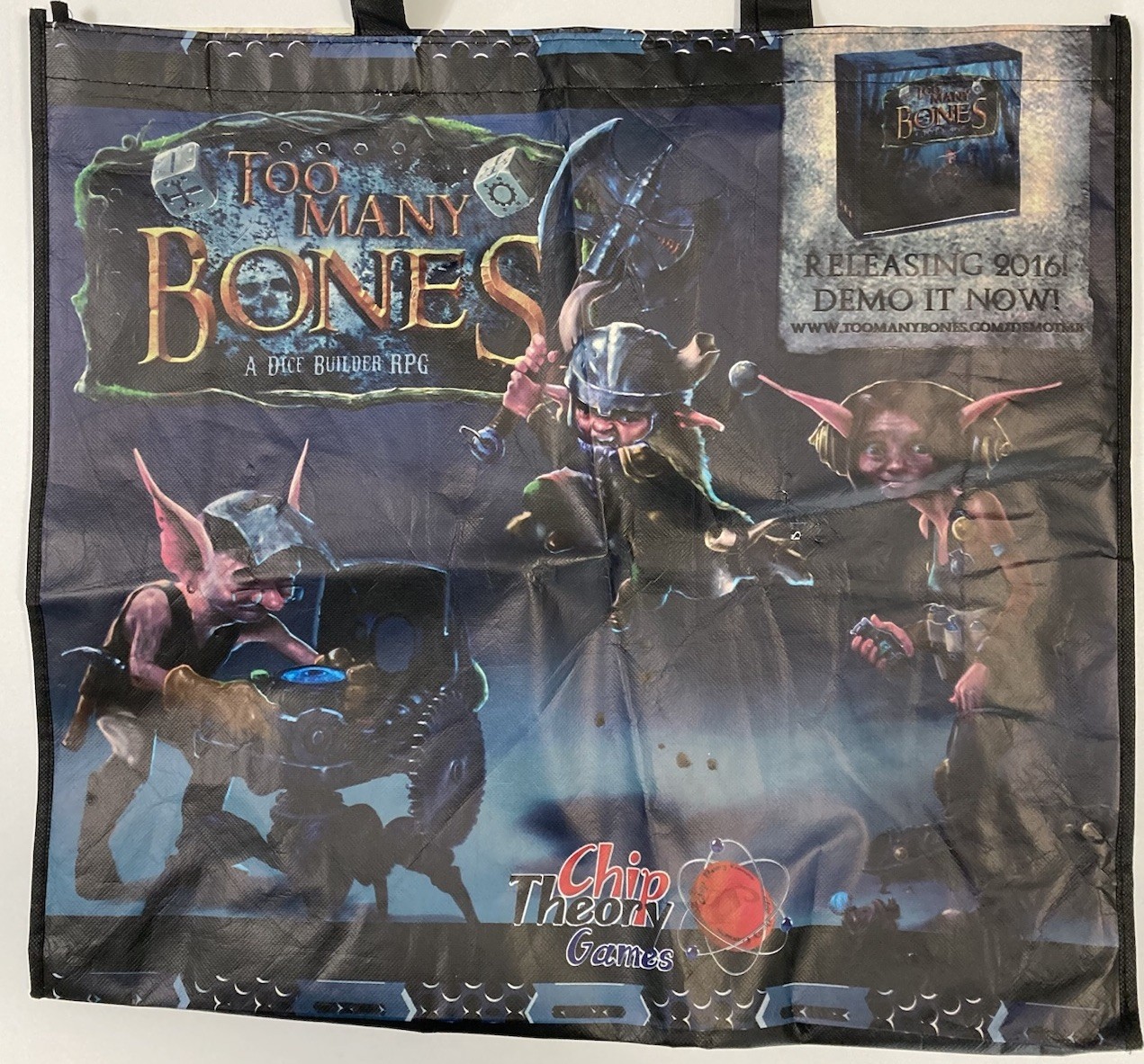 Too Many Bones Chip Theory Games Double Side Vinyl Swag Tote Promo Bag /Sm. hole