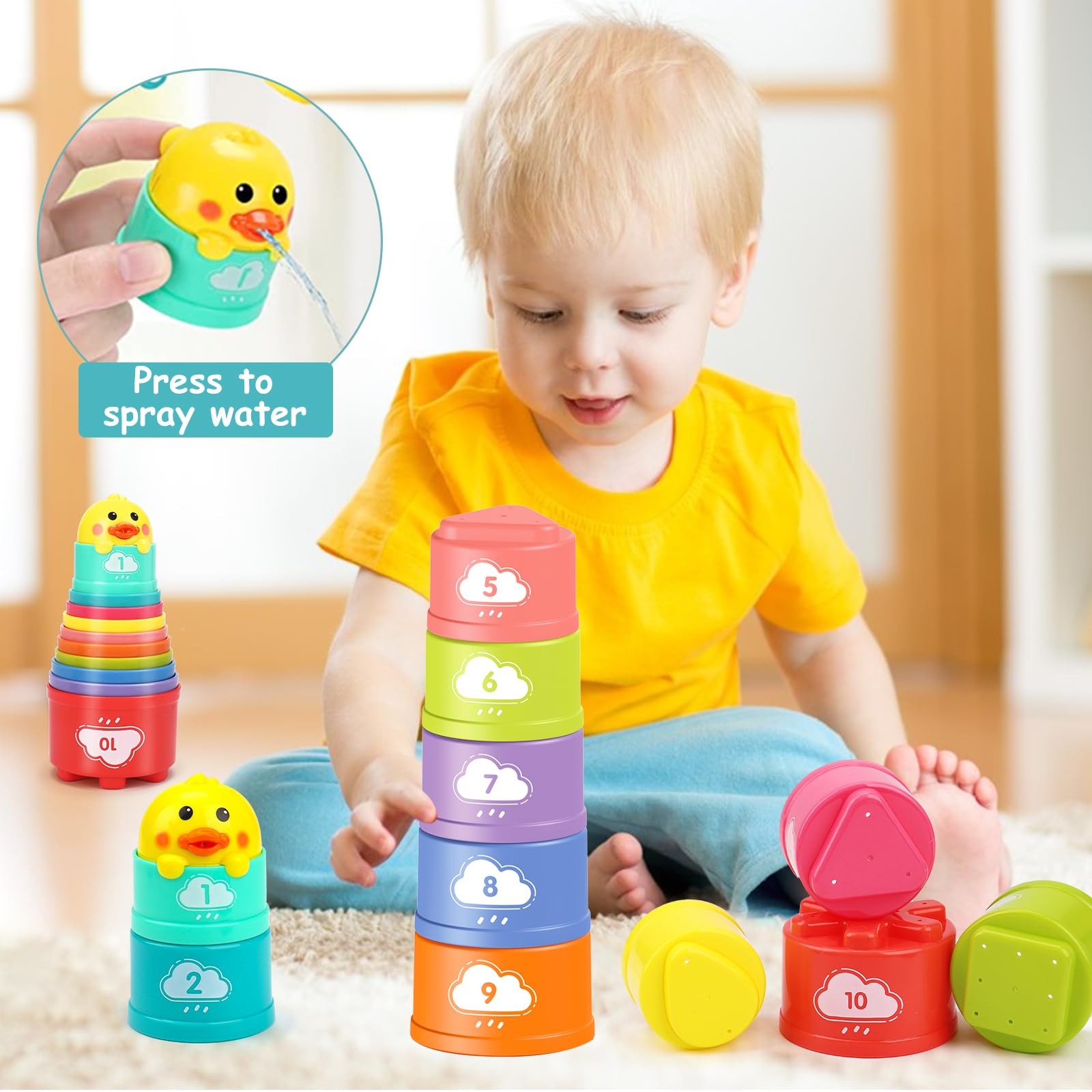 Stacking Cups Blocks Shape Sorters Baby Toys 6-12-18 Month Infant 0-6 6-9
