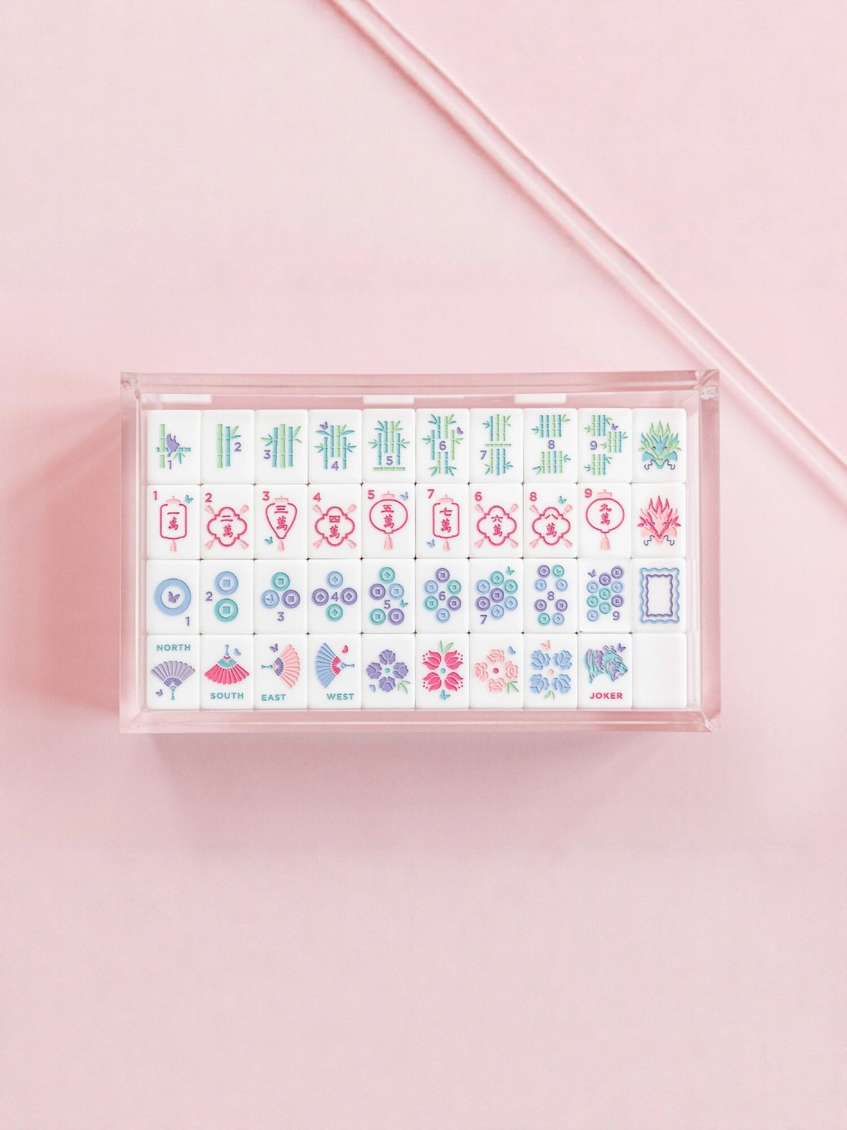 160 American Mahjong Tiles 3-Layer Acrylic pink Butterfly Pattern Engraved Set
