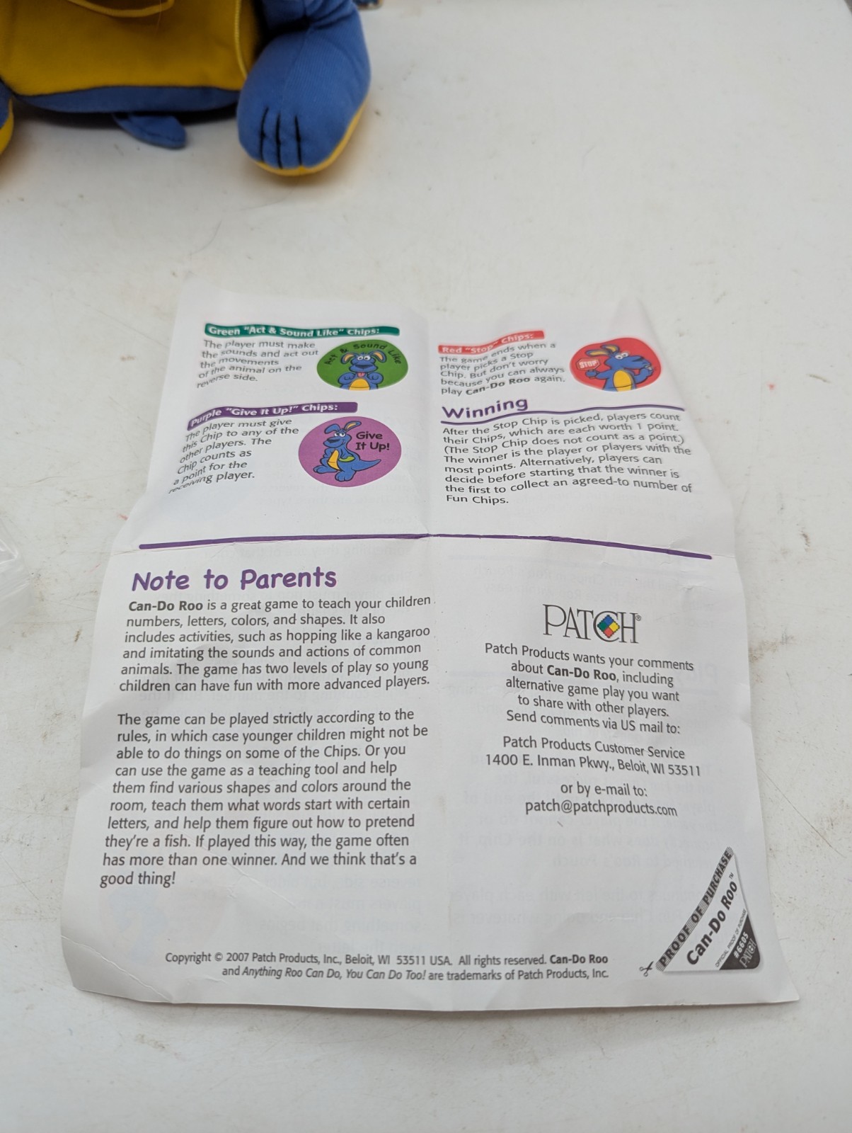 Patch Products CAN DO ROO Fun Learning Game Colors Shapes Numbers Complete w/Box