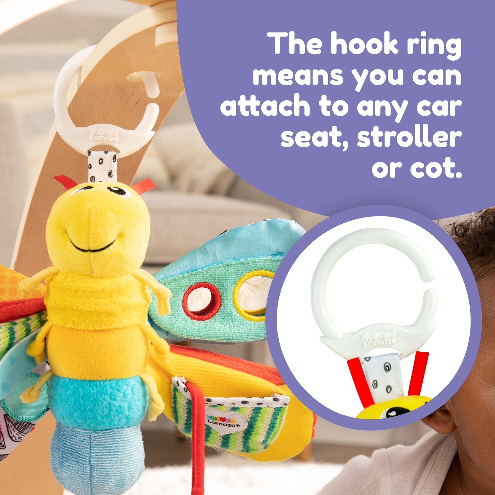 Clip On Car Seat Stroller Toy Freddie Firefly Sensory Crinkle Lamaze Lady High
