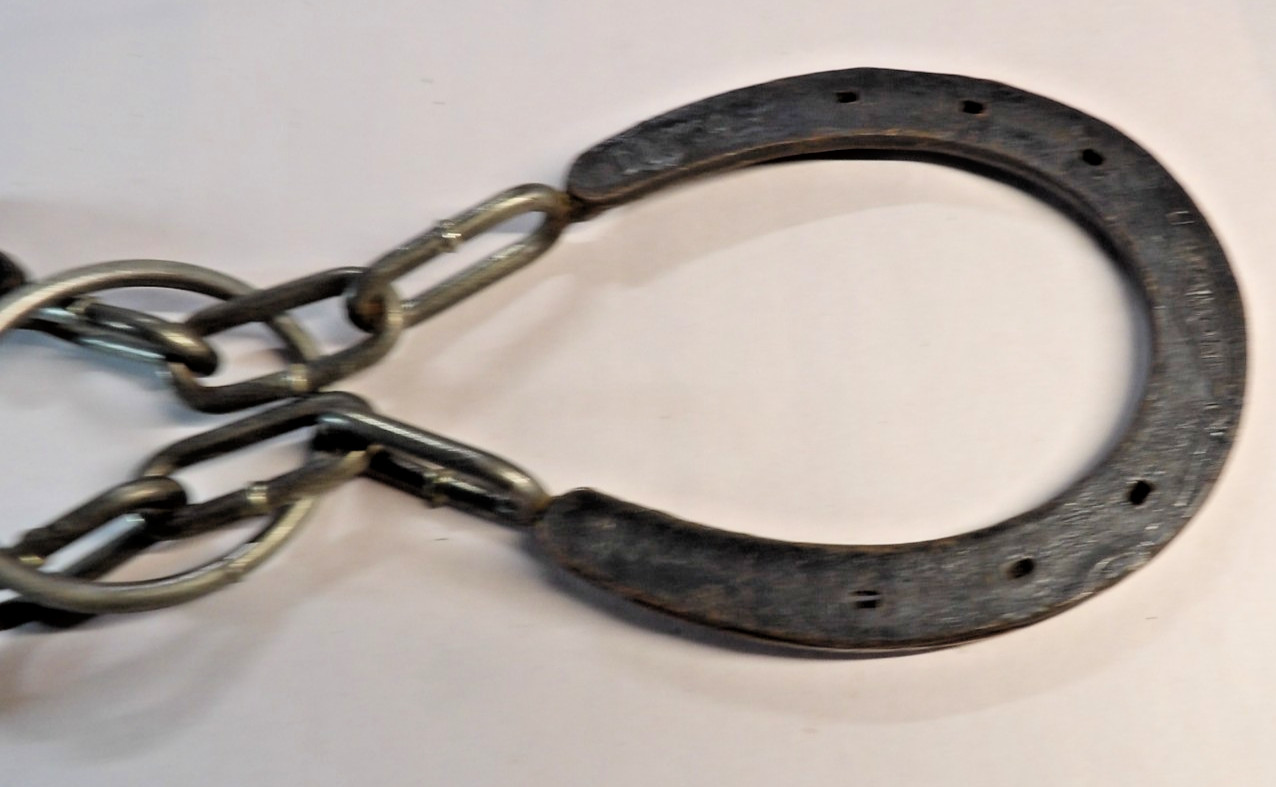 Vintage Hot Forged Horseshoe Ring Puzzle Game, Brain Teaser