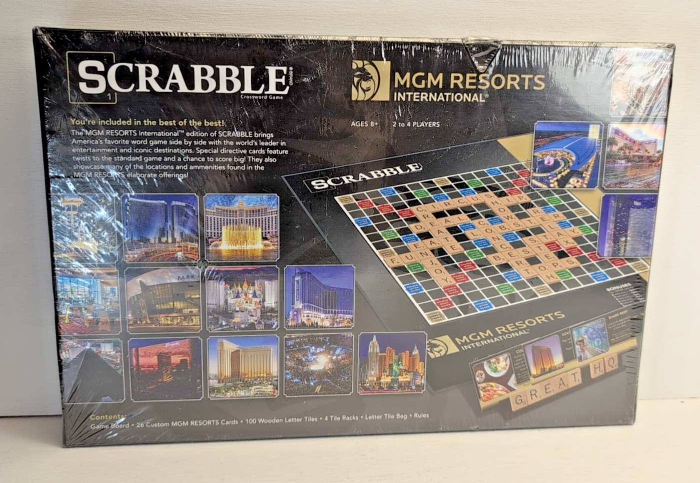 NEW! SEALED! SCRABBLE MGM RESORTS INTERNATIONAL USAOPOLY CROSSWORD BOARD GAME 8+