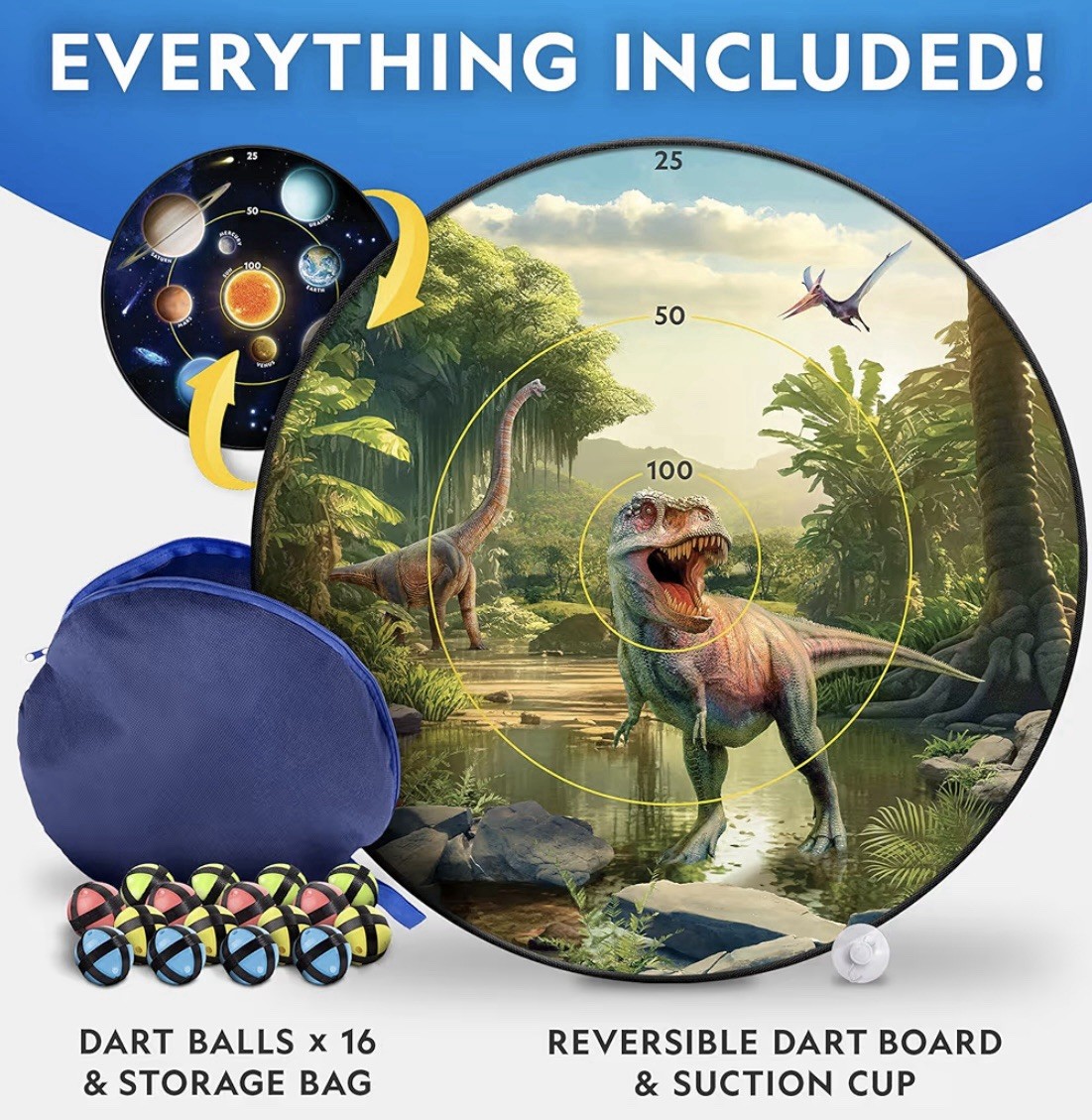 National Geographic Kids Dart Board – 28″ Reversible Dartboard with Sticky Balls