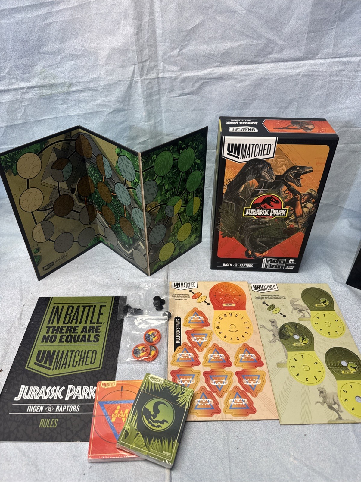 Unmatched Jurassic Park Ingen Vs. Raptors Board Game (incomplete)
