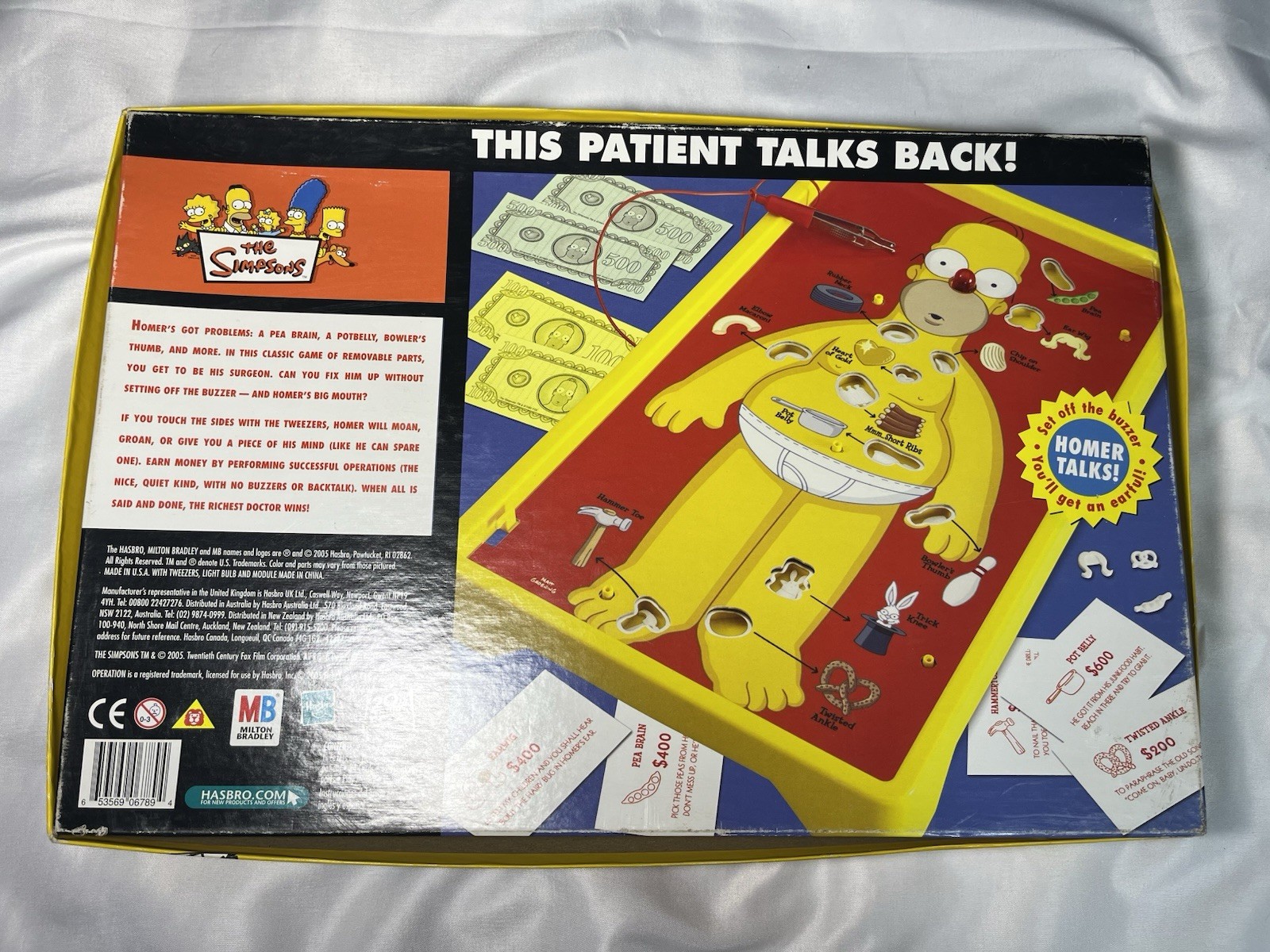 Vintage Milton Bradley The Simpsons Operation Board Game 2005 Tested Works