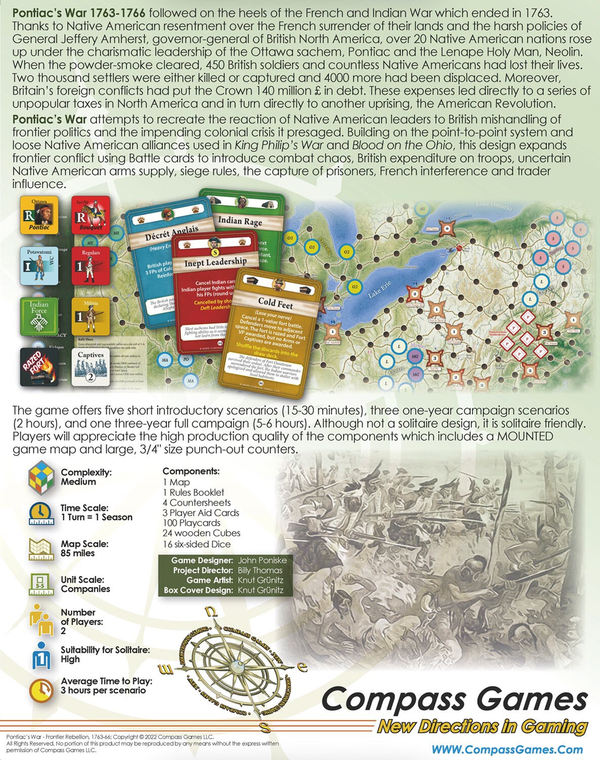 Compass Games Pontiac’s War: Frontier Rebellion, 1763-1766 NISW Fast Shipping