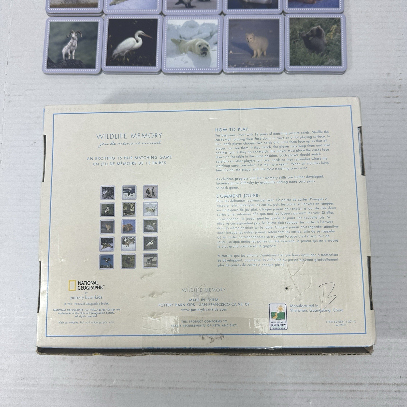 Pottery Barn Kids National Geographic Wildlife Memory Game 2011 Complete PBK