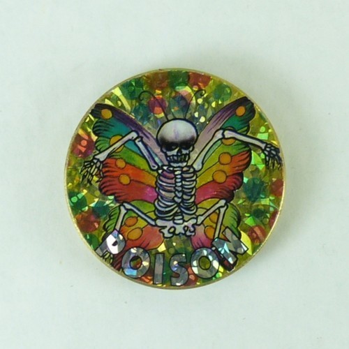 1/4″ Thick 2.5oz Heavy Brass Double Sided Pogs Slammer Poison Skull Yin Yang