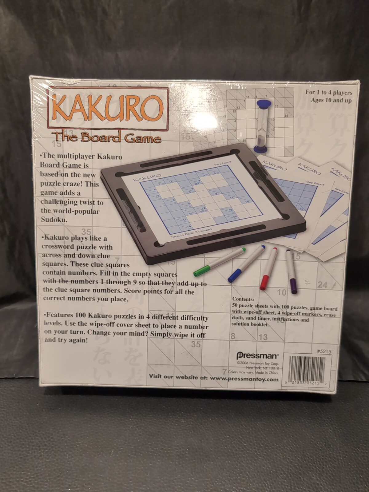 KAKURO THE BOARD GAME – THE ORIGINAL 1 TO 4 PLAYERS – 2006 PRESSMAN – NEW IN BOX