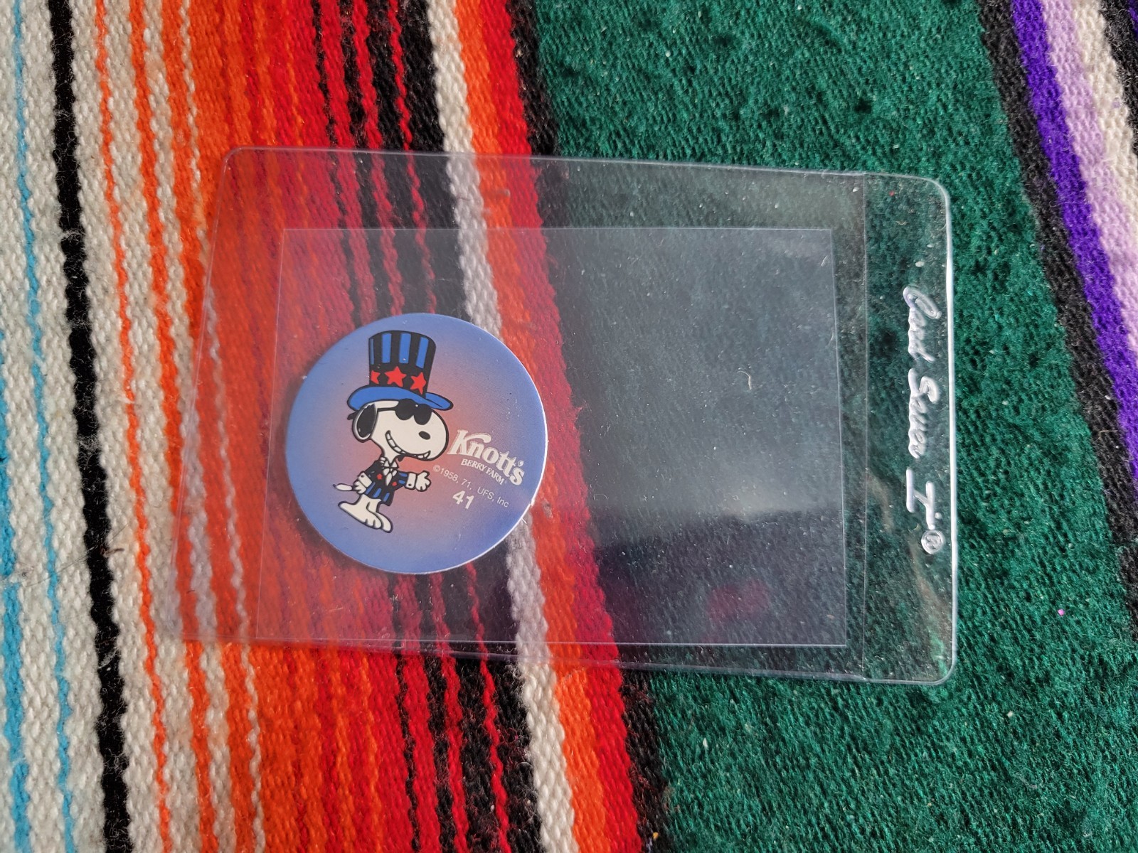 Vintage World Pog Federation X Knott’s Berry Farm Snoopy 4th Of July #41 Pog