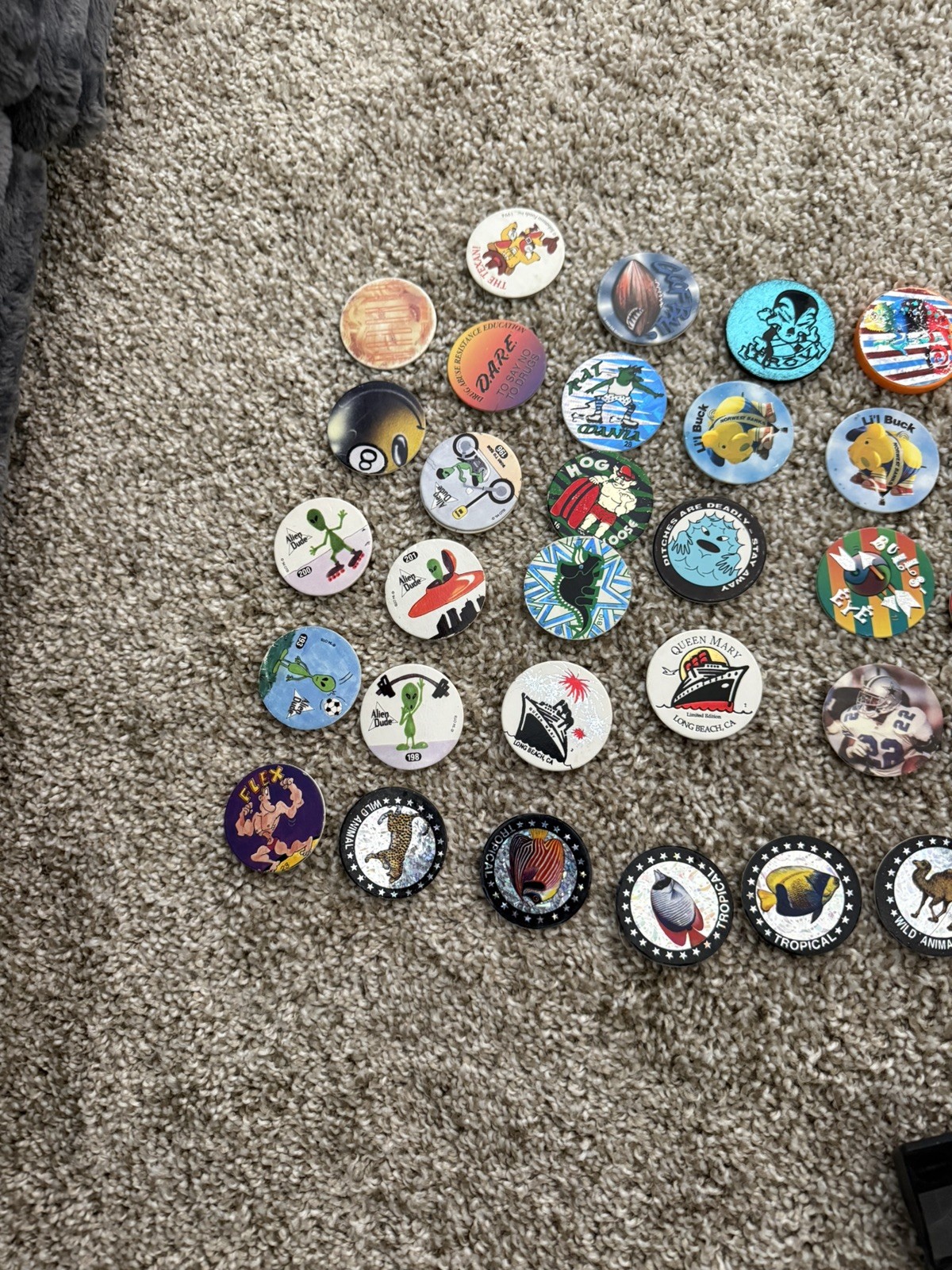 Lot of 180 Vtg 1990’s POGs Milk Cap Game, 4 Slammers and 3 Cases