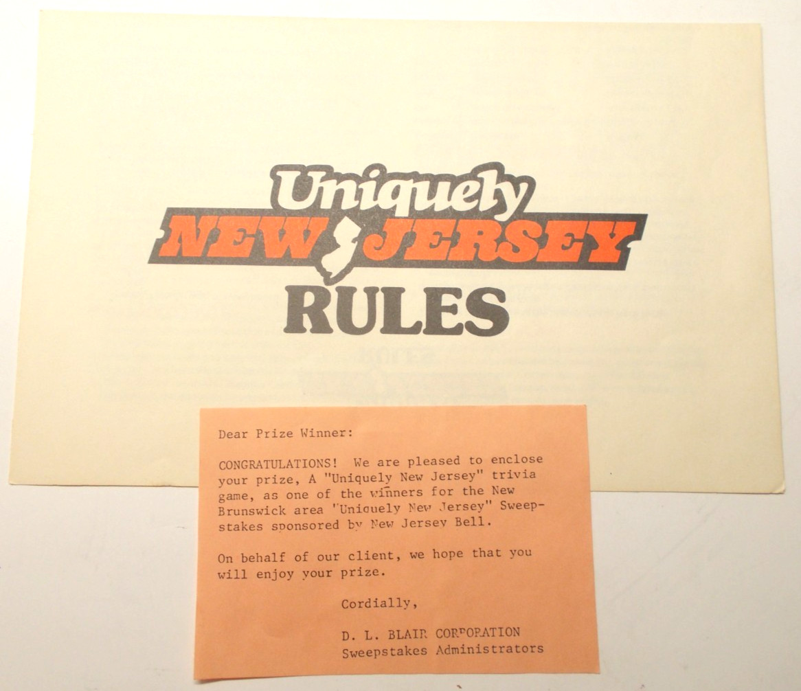 Vintage Uniquely New Jersey Board Game 1986 New Jersey Bell Yellow Pages