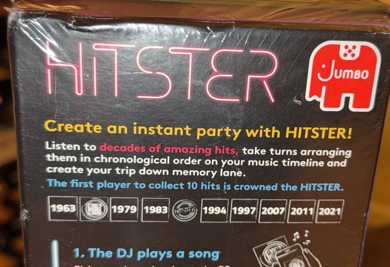 Jumbo Hitster – The Music Fun Party Quiz Card Game, 2-10 Players/FACTORY-SEALED!