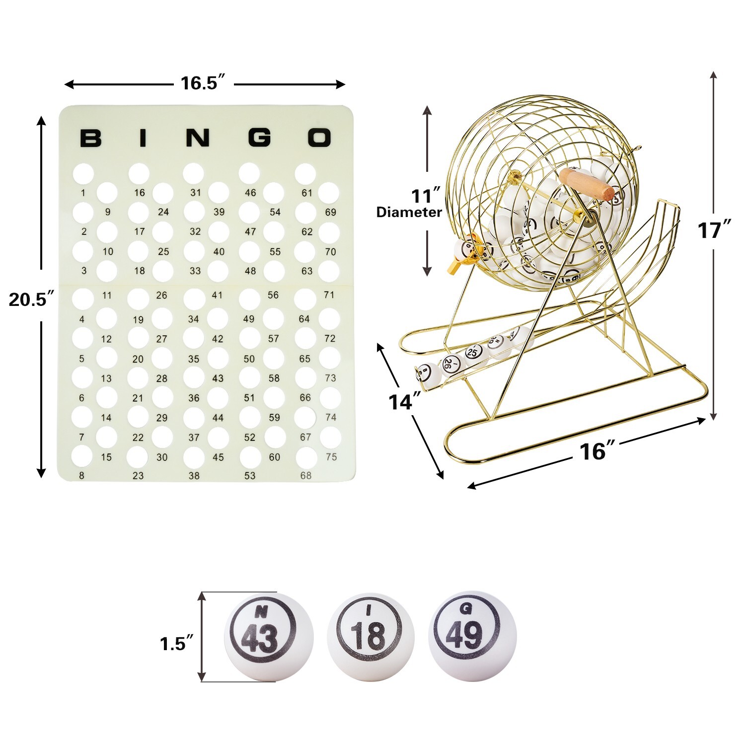 PRO Jumbo Bingo Game Set w/Large Bingo Cage, 1.5″ Ping Pong Bingo Balls & Board