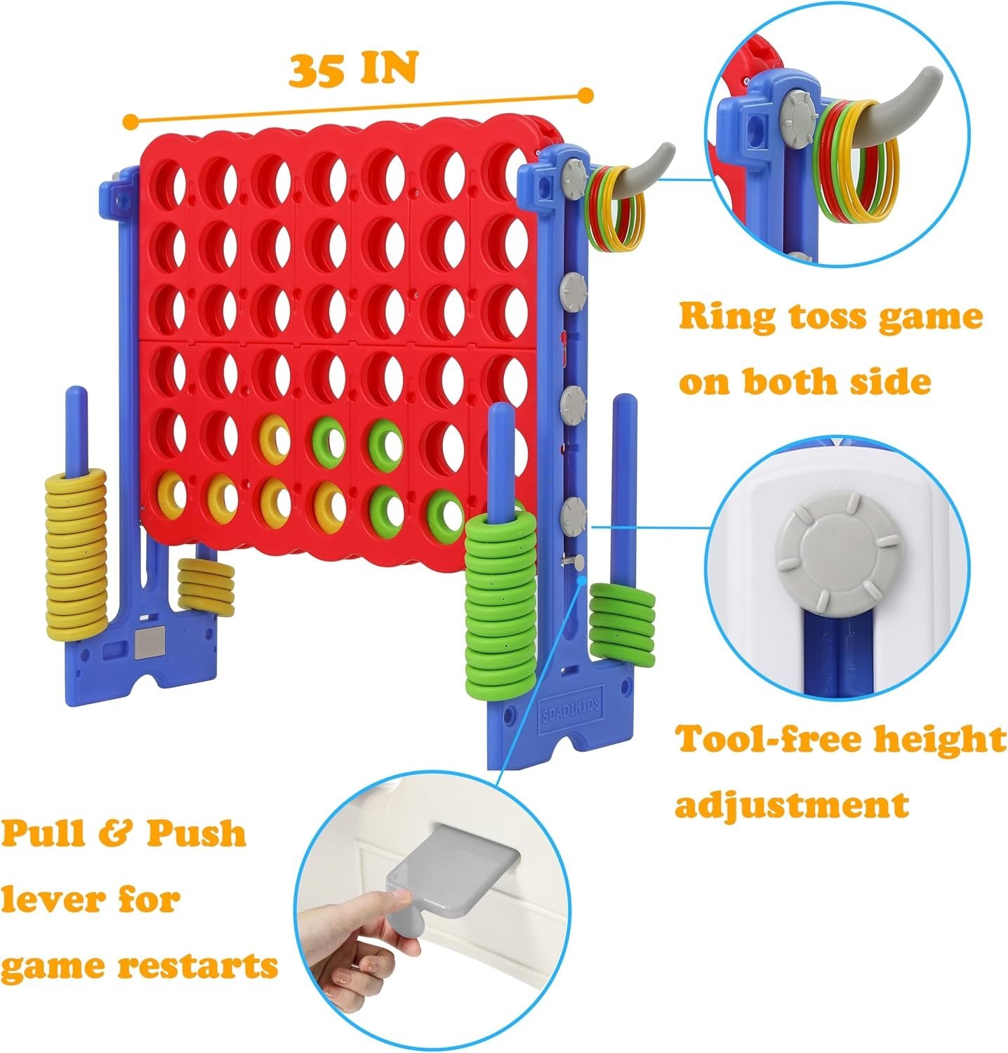 Durable 2-in-1 Giant 4 Connect Game and Ring Toss – Indoor & Outdoor Fun