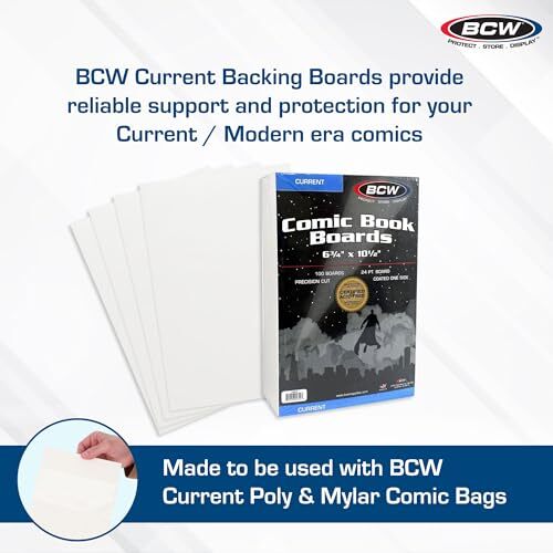 BCW Current Comic Book Backing Boards – 1 Pack (100 Total) | 24 pt., Coated,