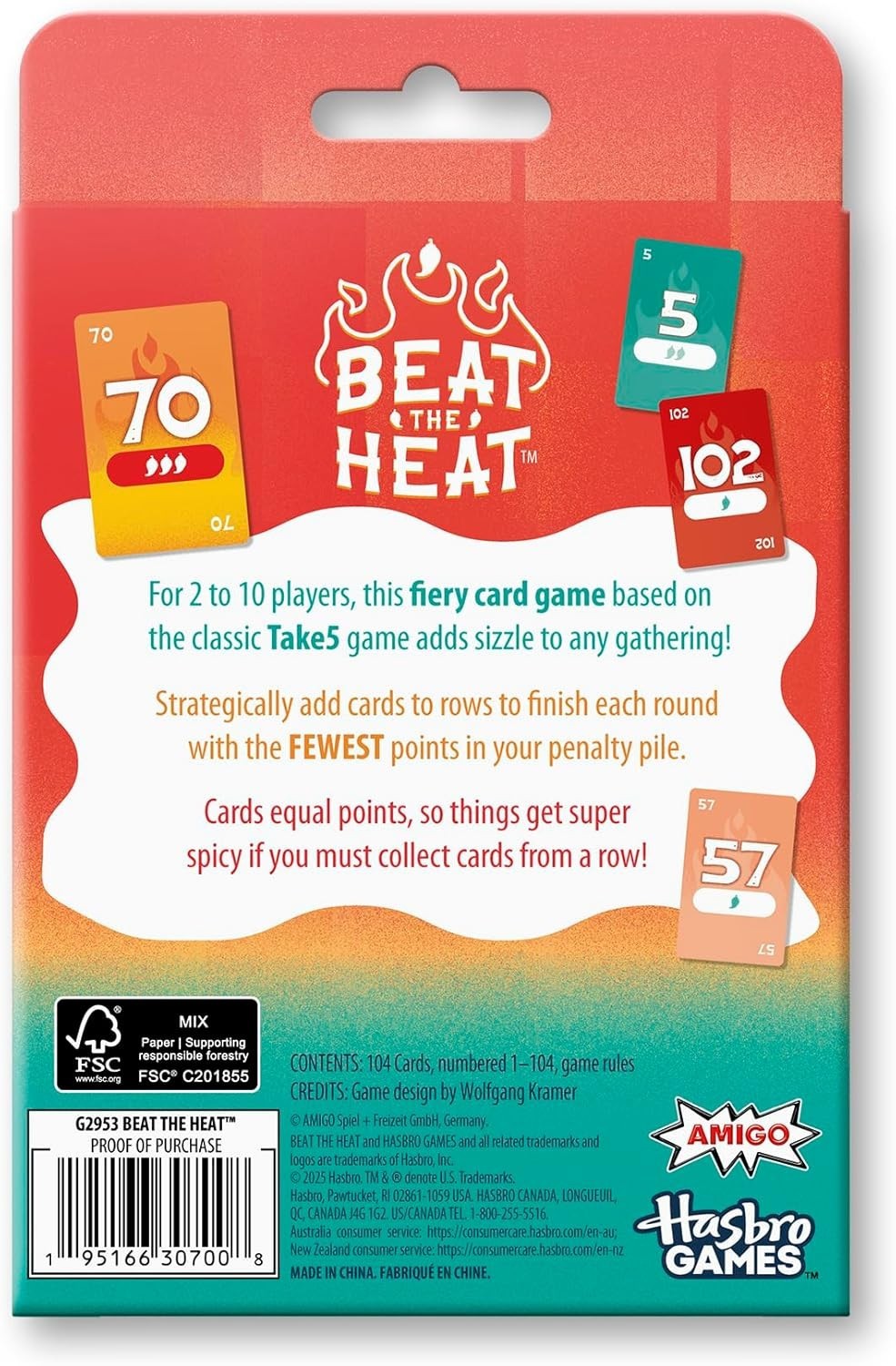 Beat The Heat Card Game Family Strategy Card Game Wolfgant Kramer 6 Nimmt Take 5