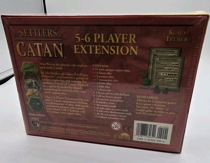 The Settlers of Catan 5-6 Player Extension Mayfair Games #3062 Expansion Sealed