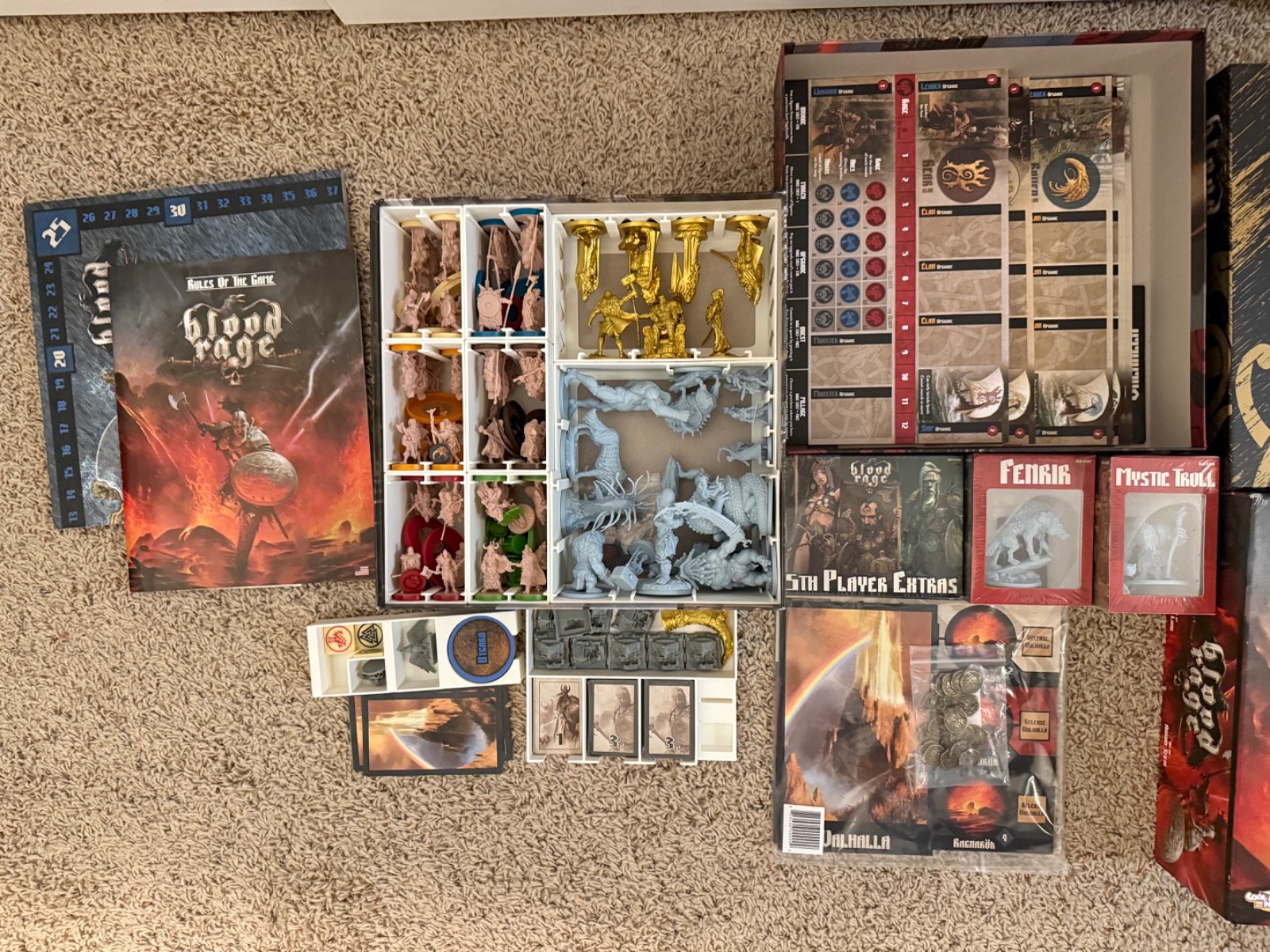CMON Blood Rage Kickstarter Exclusives Board Game Lot + Expansions + Insert