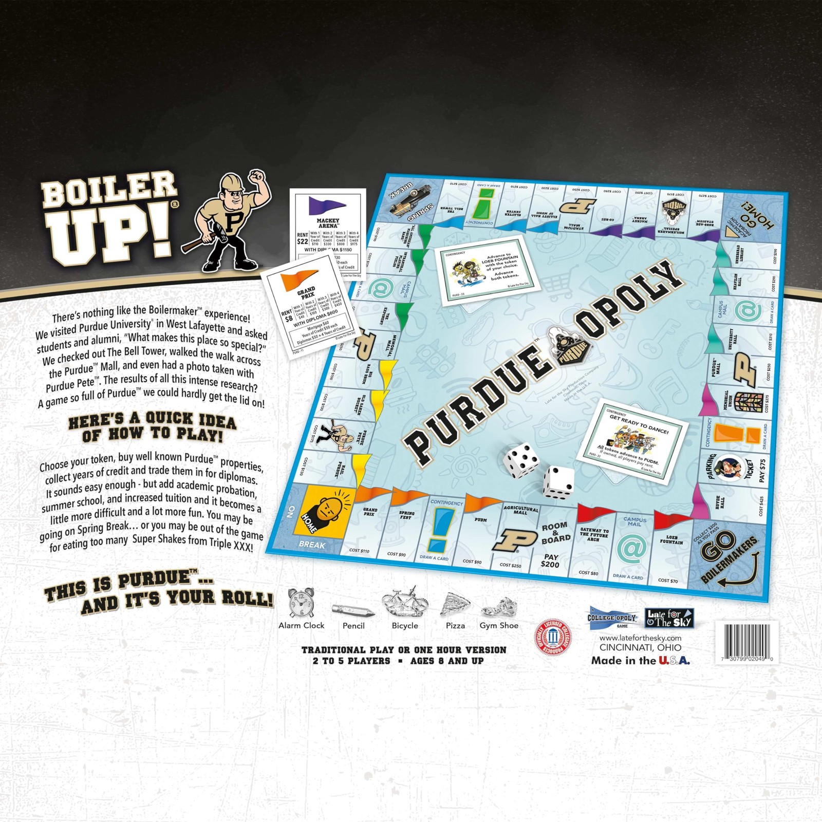 Late For The Sky Purdue University Purdueopoly Board Game Opoly-Style Campus