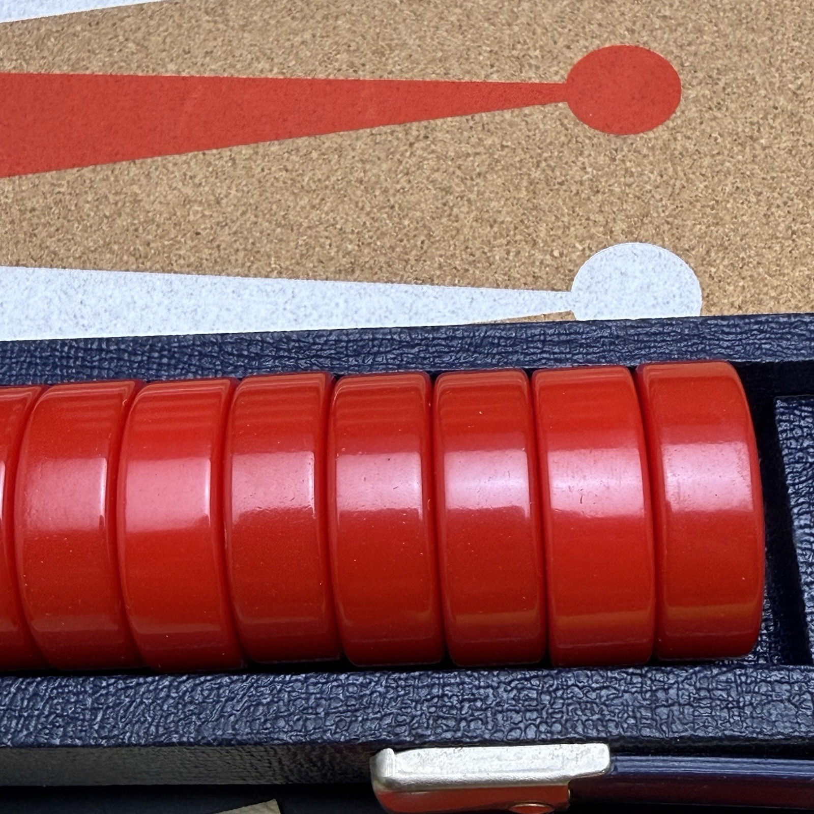 Crisloid Bakelite Backgammon Set 1.5” Checkers Red Yellow / Butterscotch Vintage