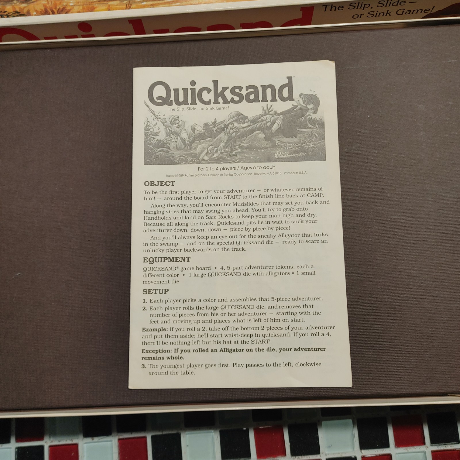 COMPLETE ~ Vtg 1989 Quicksand Slip Slide or Sink Parker Brothers Board Game