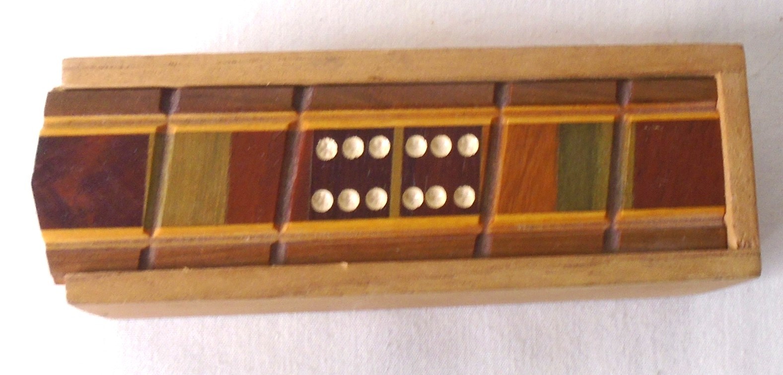 Handmade Wooden Mini Domino Set in Inlaid Wood Box, 28 Pieces