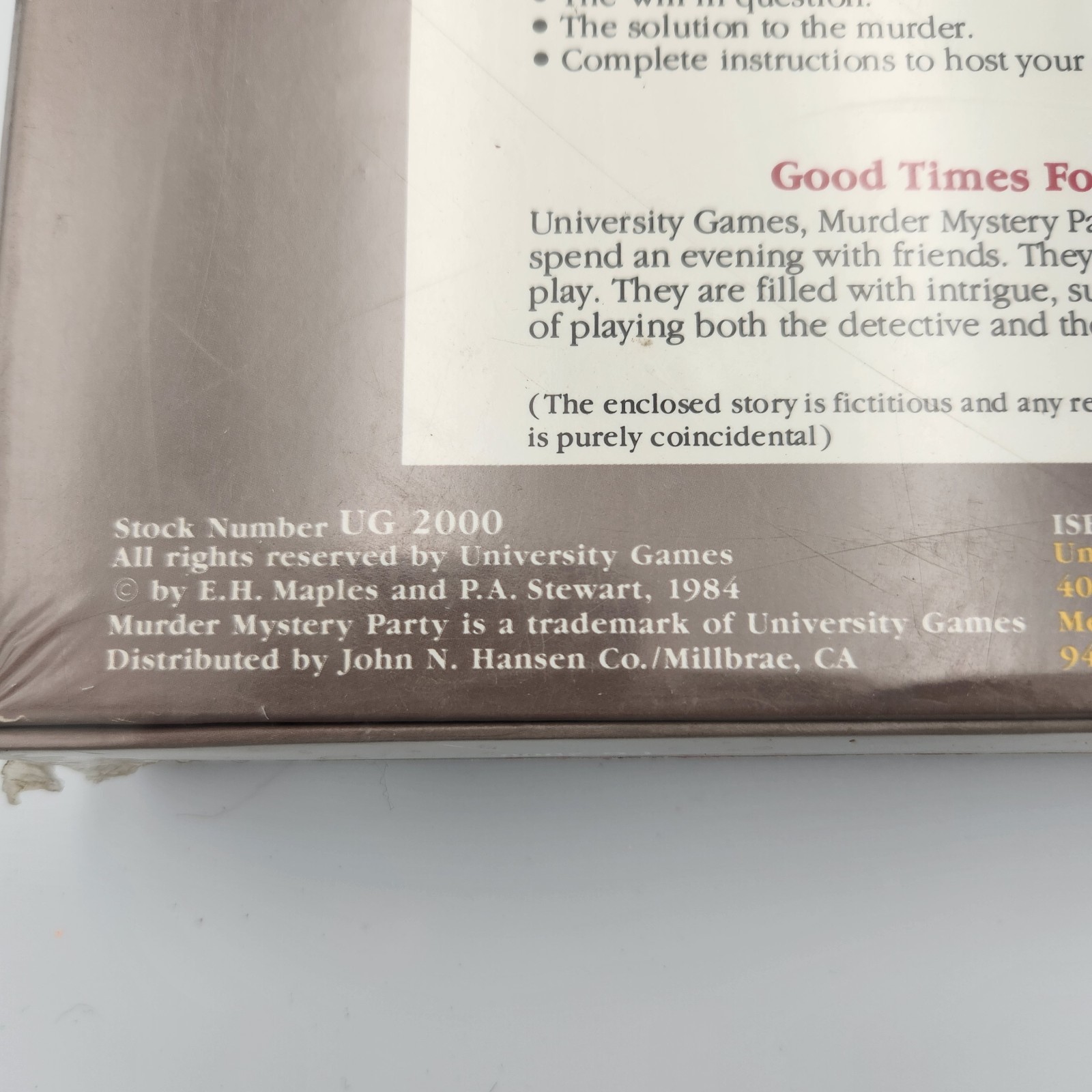University Games The Willing Dead Murder Mystery Role Playing Game UG 2000 1985