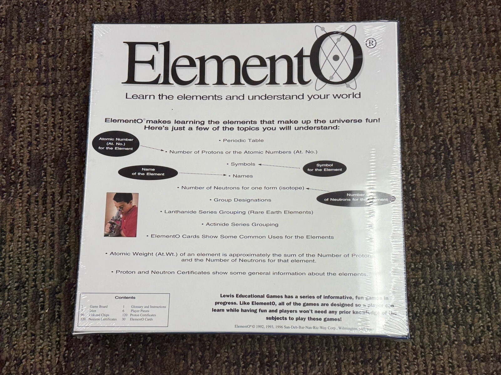 RARE / ELEMENTO Periodic Table Learning Board Game 1996 Science Fun! New Sealed!