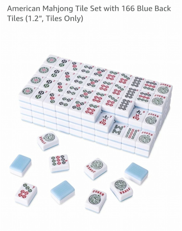 American Mahjong Tile Set with 166 Blue Back Tiles (1.2”, Only)