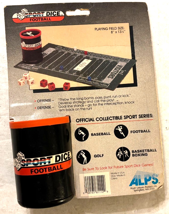 John Madden Football Game Dice Collectible Vintage 1990 ALPS NFL #1811 New