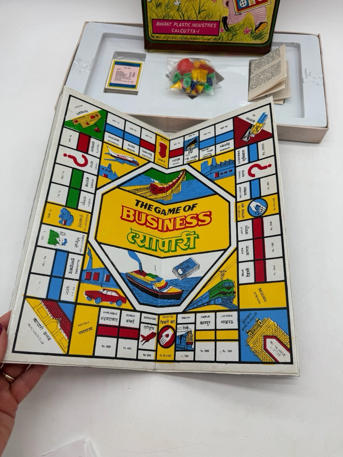 Vintage 1960s Bharat Plastic LST Ludo Snake Trade 3 in 1 Game Kids Collectible