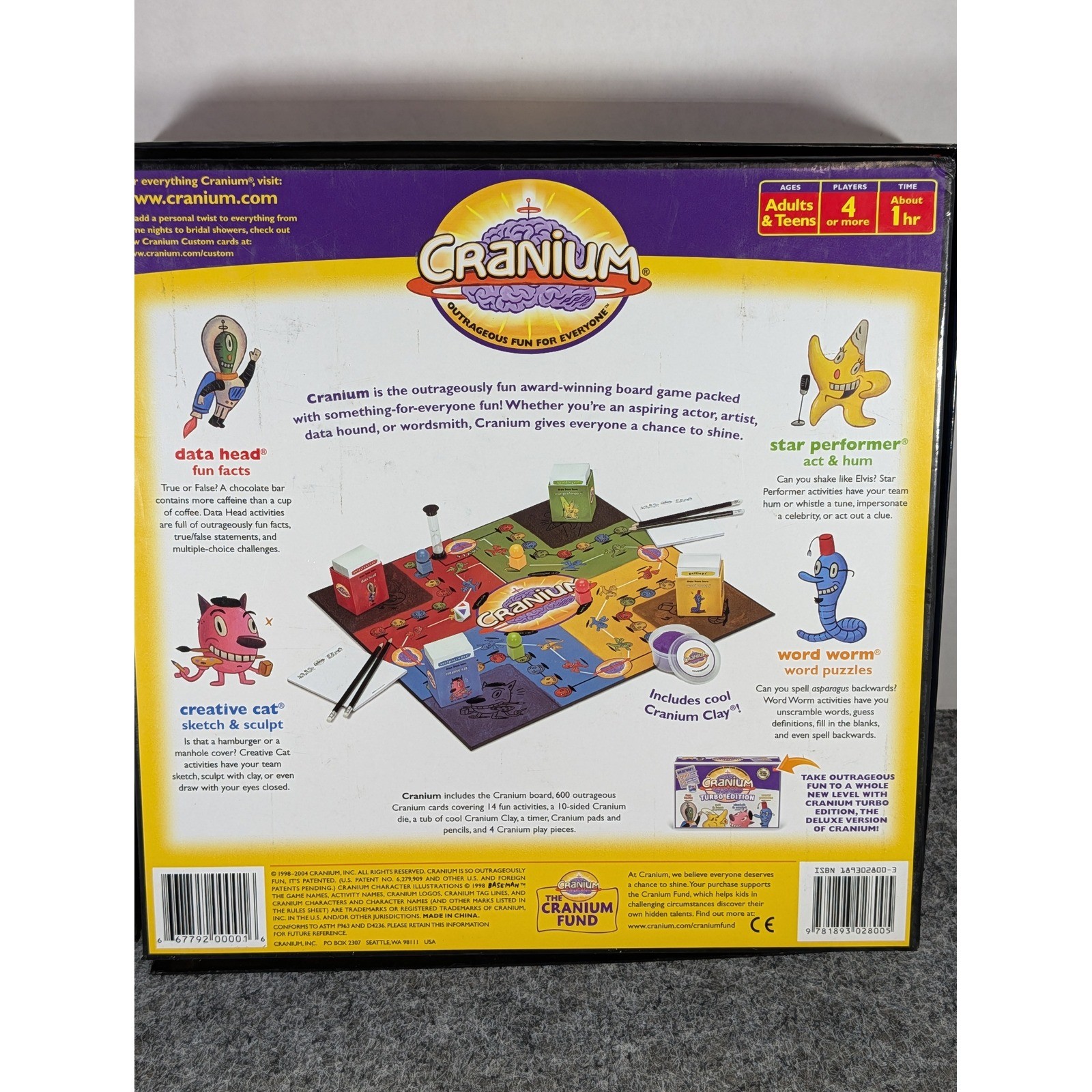 Cranium Board Game 1998 Edition Party Game Word Puzzles Trivia Creative Cat