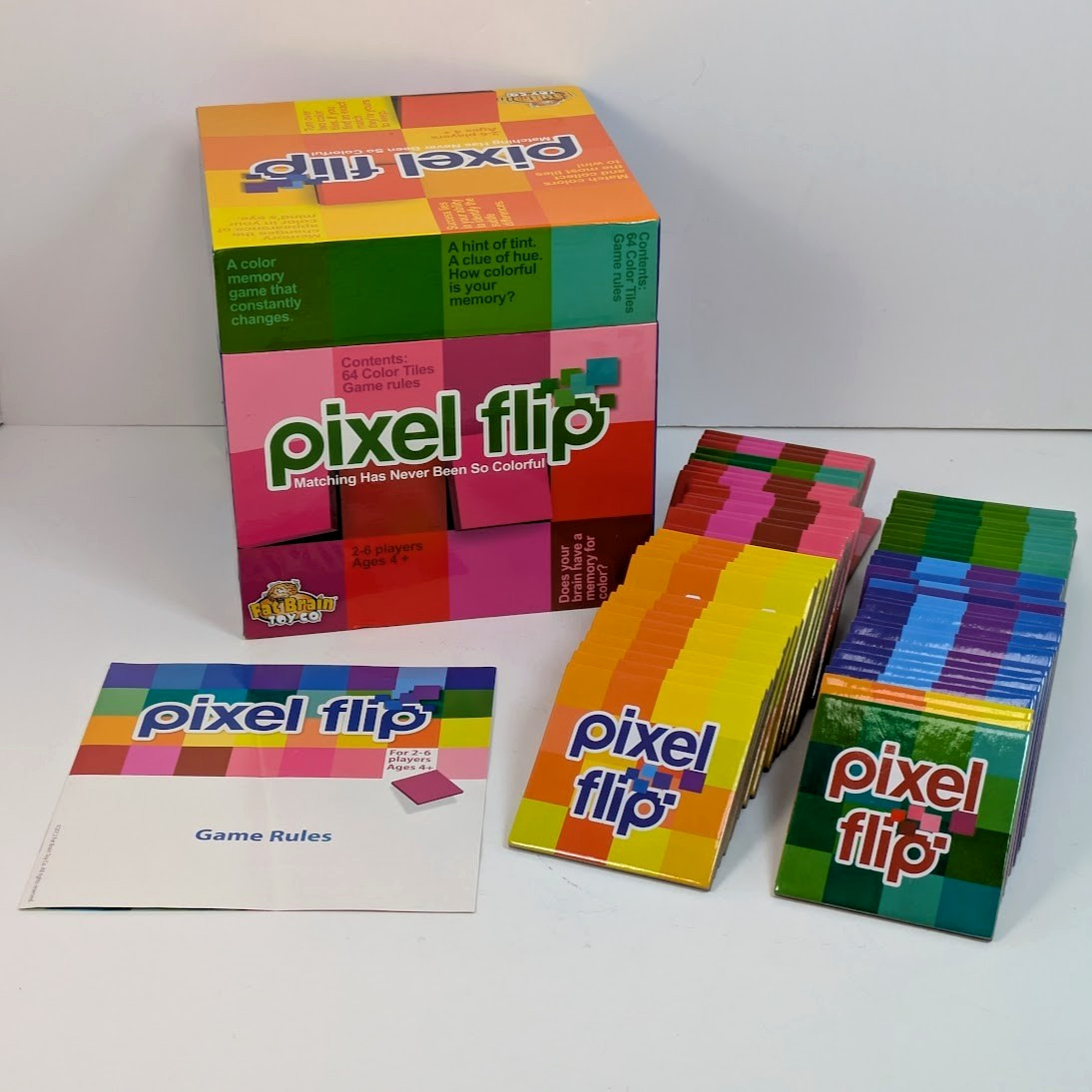 Fat Brain Toy Co Pixel Flip Matching Game 2012 Color Tile Memory HTF