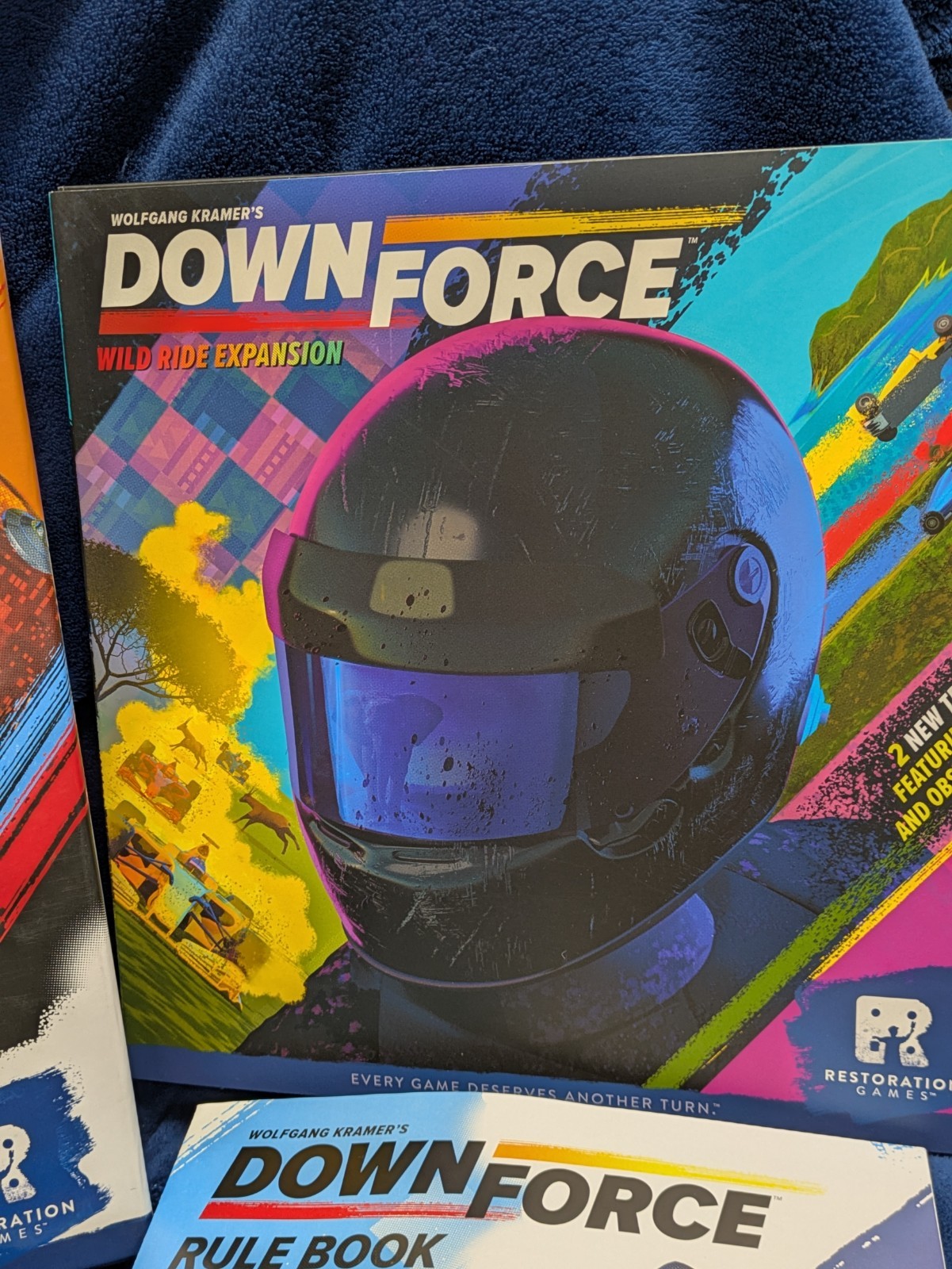 Downforce Racing Board Game with Danger & Wild Ride Expansions COMPLETE