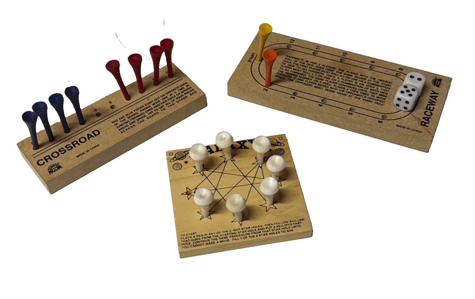 Brain Teaser IQ Tester Wood Peg Games Set Of 3