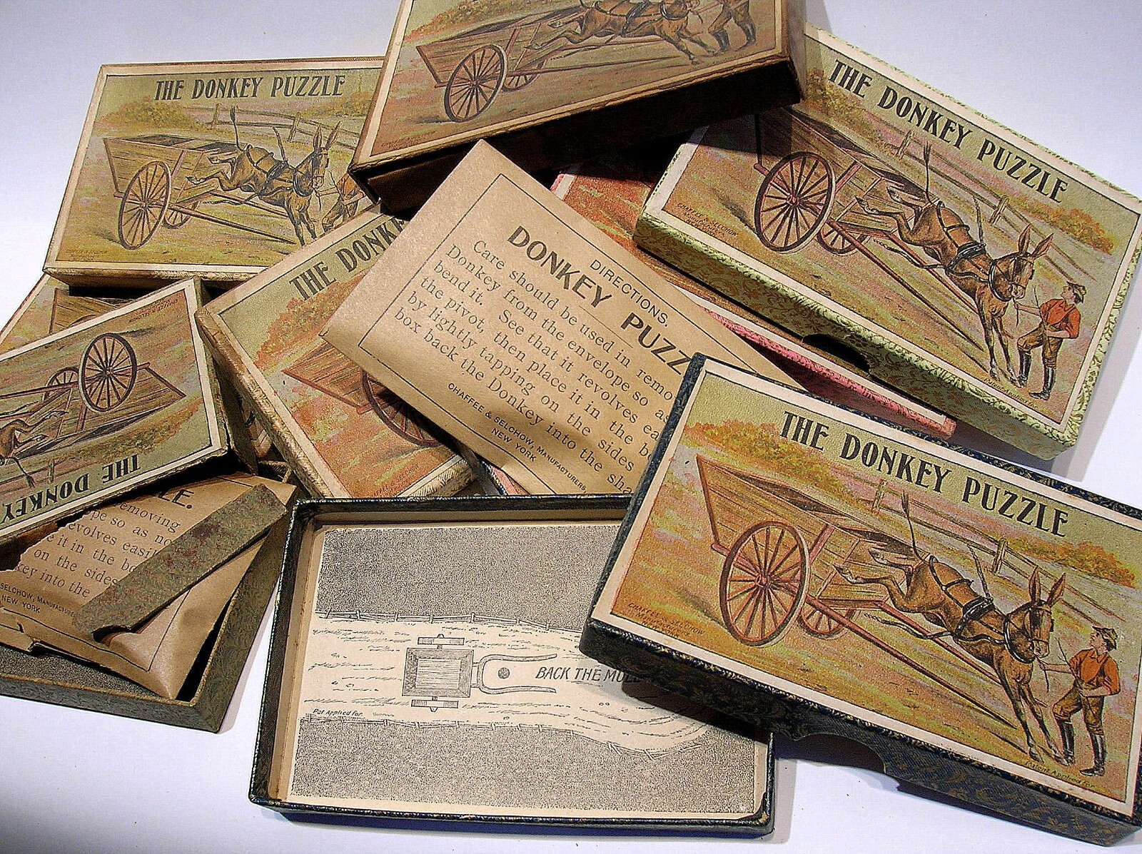ANTIQUE 1890’S CHAFFEE & SELCHOW, NY “THE DONKEY PUZZLE” GAME – NOS – BEST OFFER
