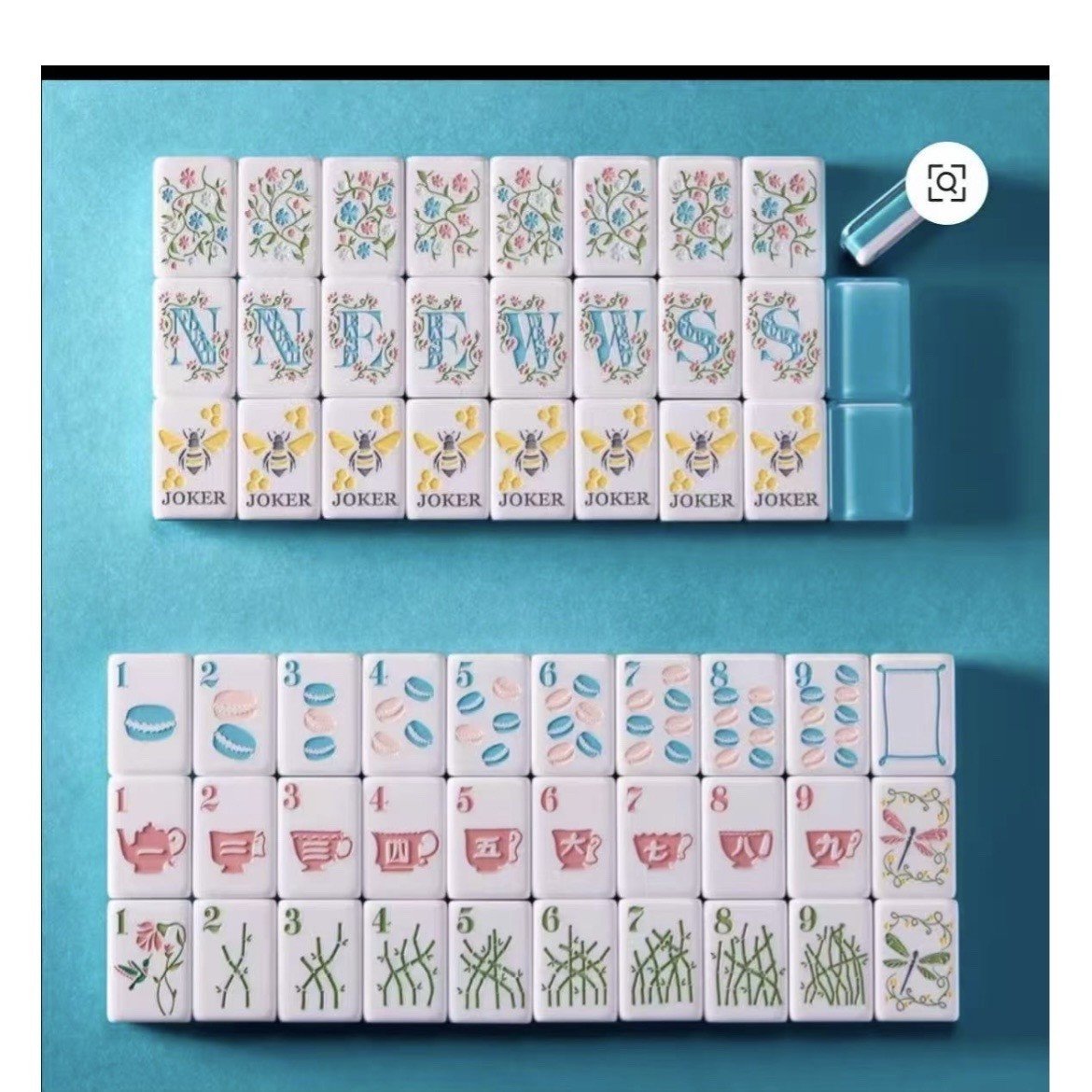Let’s Garden Party Inspired 2-Layer Blue Back American Mahjong Tiles