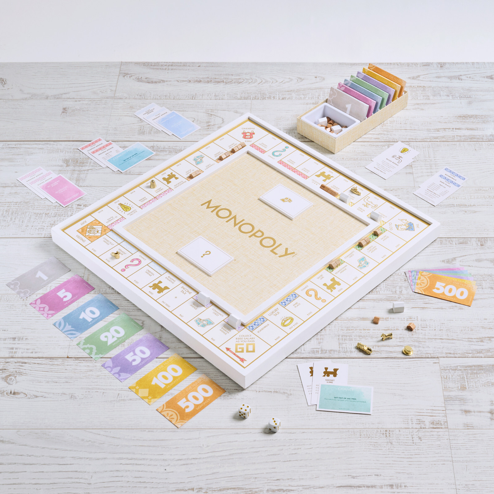 WS Game Company Monopoly Bianco Edition with Foil-Stamped Wood Game Board New