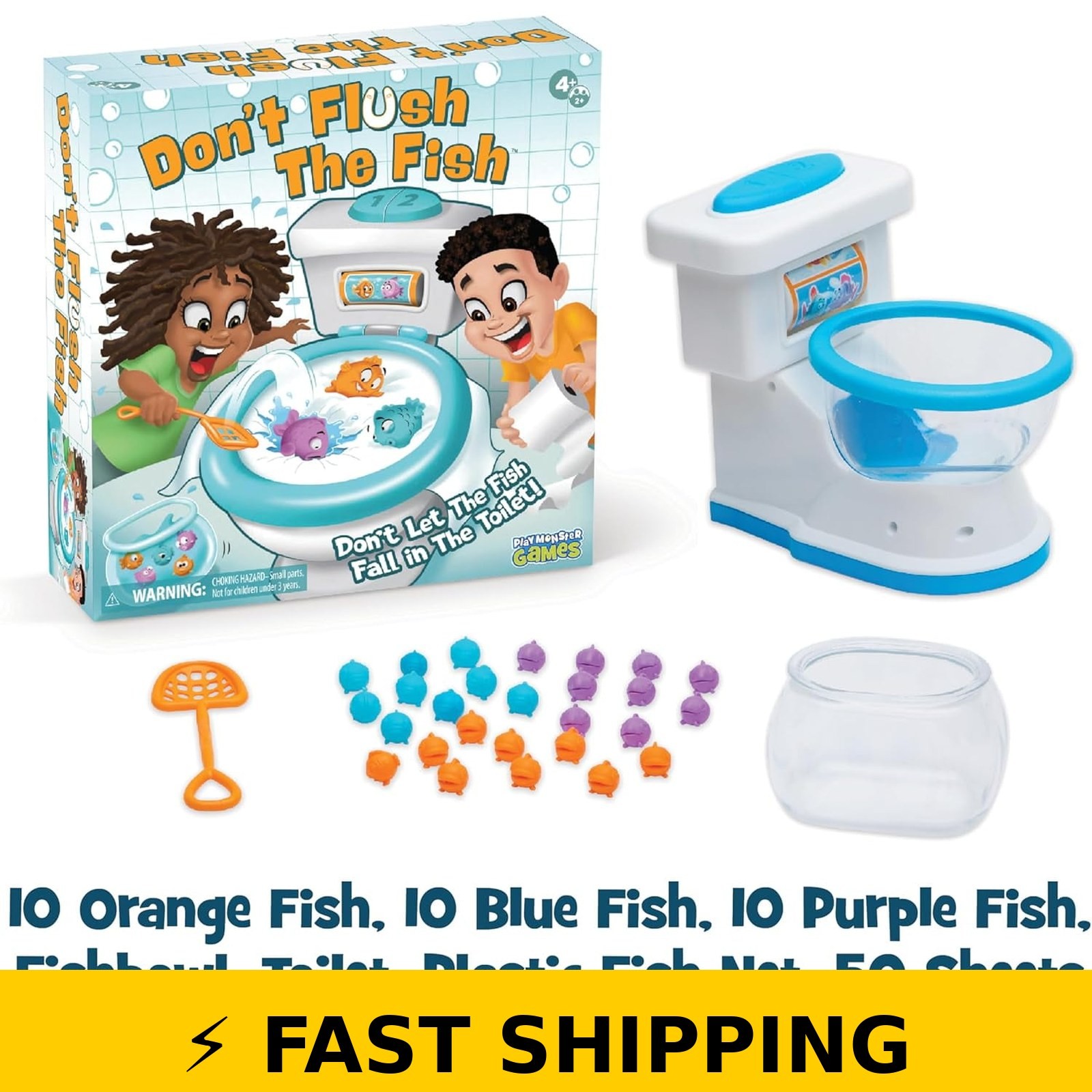 PlayMonster Don’t Flush the Fish Board Game for Kids Ages 4+