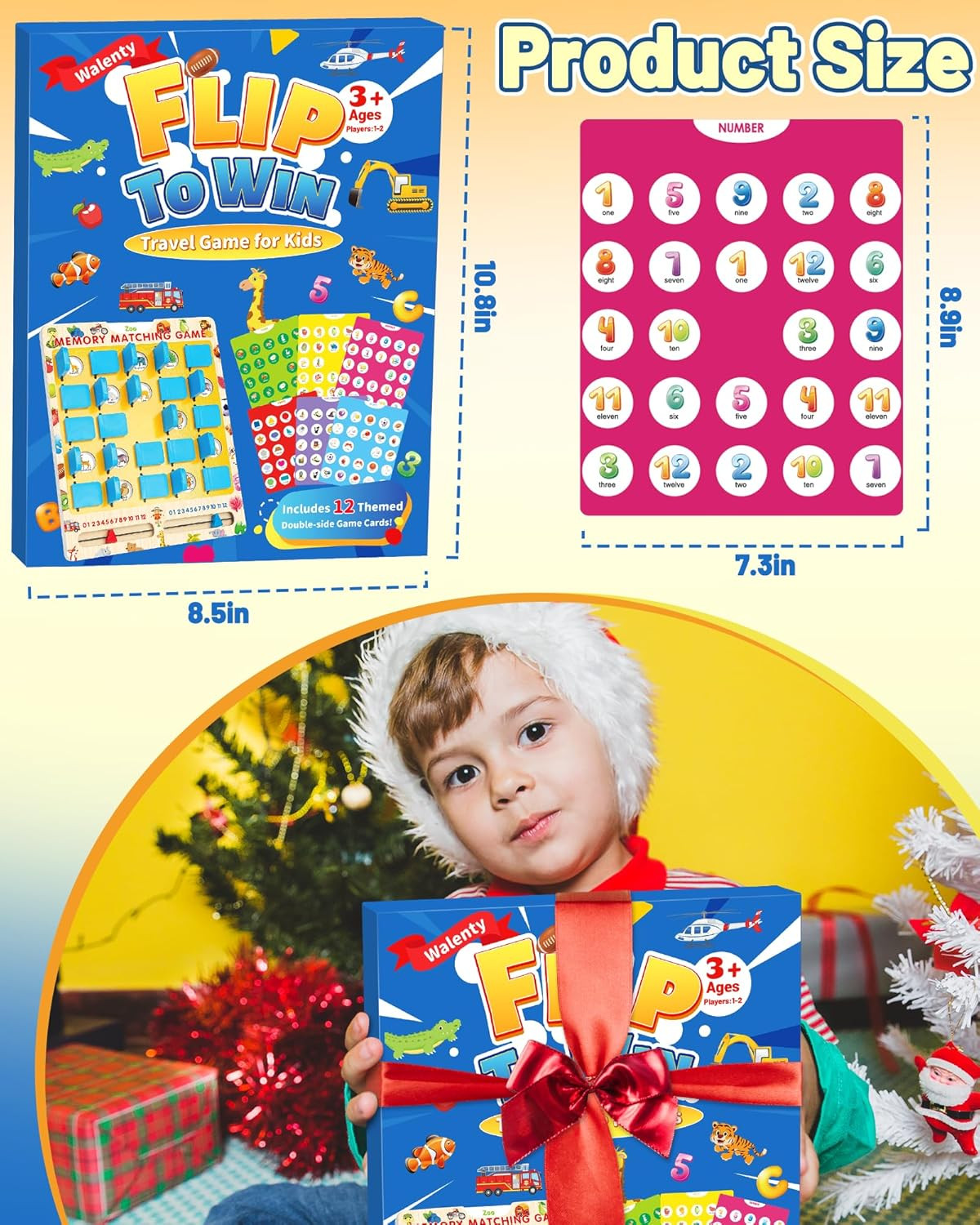 Matching Memory Game for Kids Ages 3-5 4-8, Board Games for 4-6, Car Airplane Ca