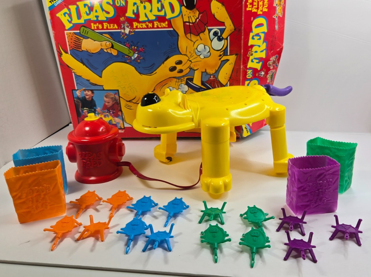 Vintage 1993 Fleas On Fred Tyco Game Tested Missing Pieces Damaged Box Heavy Use